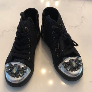 Embellished sneakers worn twice